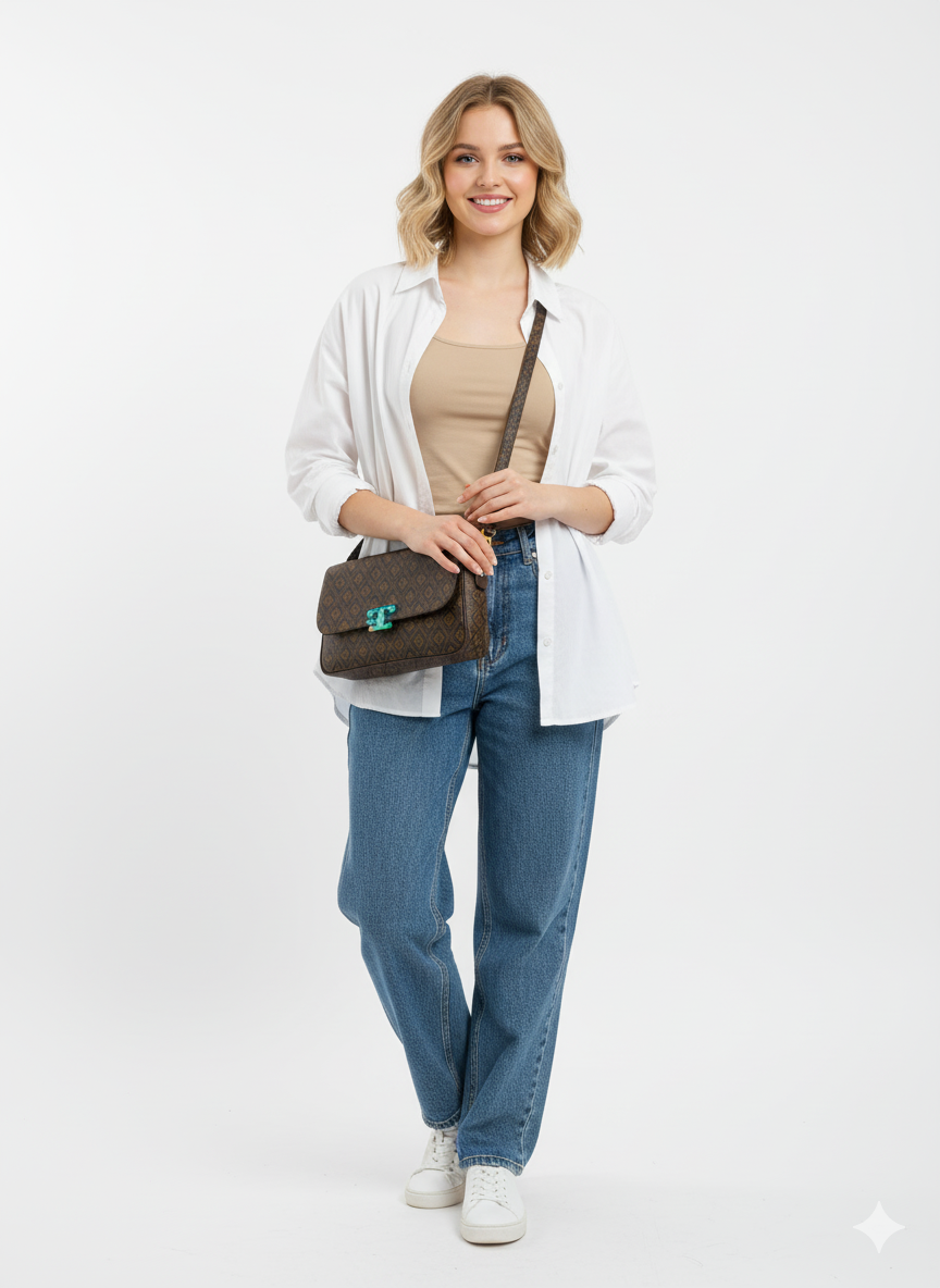 Saddle Flap Simple Crossbody Bag